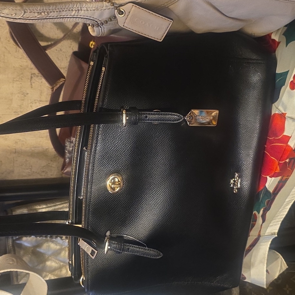 Coach black patent leather handbag